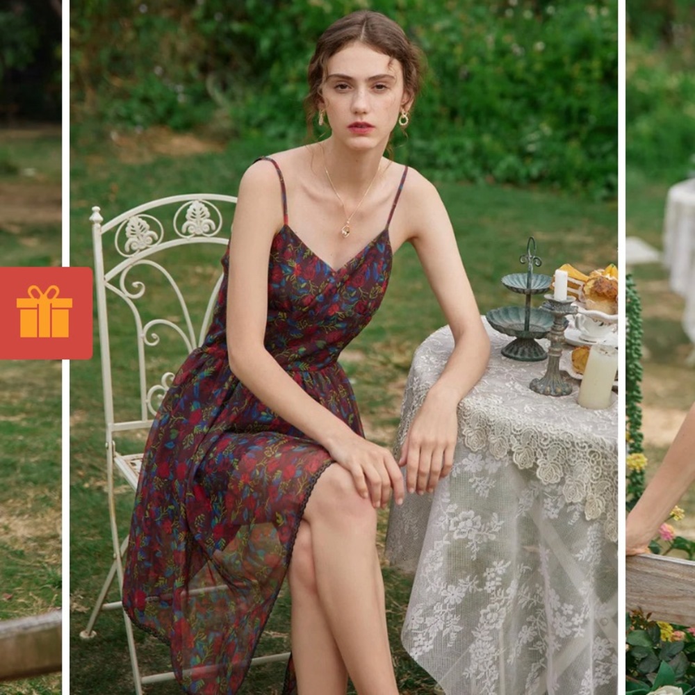 Valeria Floral Printed Slip Dress- size large by Simple Retro.